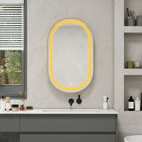 Oval Medicine Cabinet Mirror Bathroom Mirror With Storage Wall Mounted Medicine Mirror Cabinet With LED - Golden