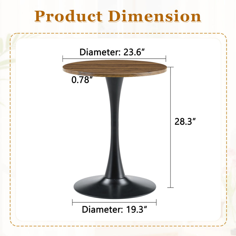 Round Dining Table With Thickened Engineered Wood Top And Metal Pedestal, 23.6" Diameter For Kitchen, Living Room, Or Small Spaces