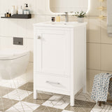 Bathroom Vanity With Ceramic Sink, Soft Close Drawers, Door Organizer, Divider Drawer, Adjustable Foot Pads