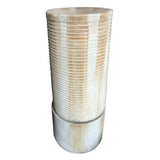 Large Modern Cylinder Ribbed Tower Water Fountain, Contemporary Outdoor Bird Bath