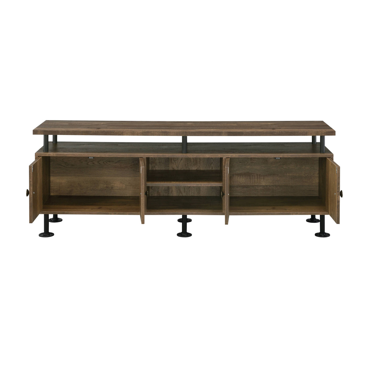 Ensata II - TV Stand - Rustic Oak / Black