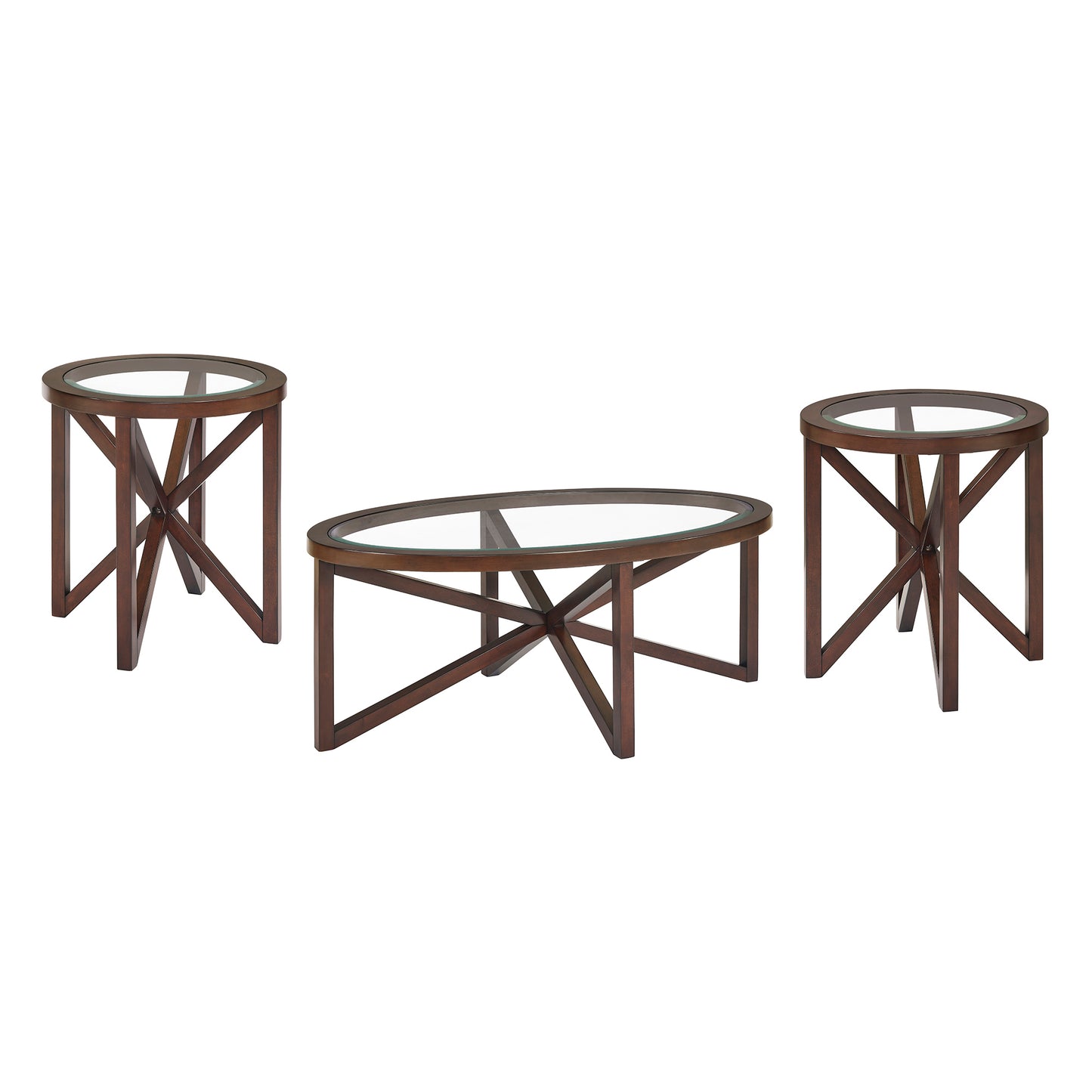 Modern simple glass coffee table, tempered glass coffee table solid wood base round transparent glass top modern living room terrace study coffee table