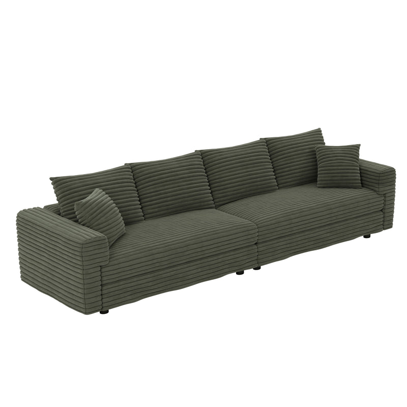 4 Seat Sofa, Modern Comfy Upholstered Sofa Cloud Couch, Deep Seat Couches With Soft Pillows