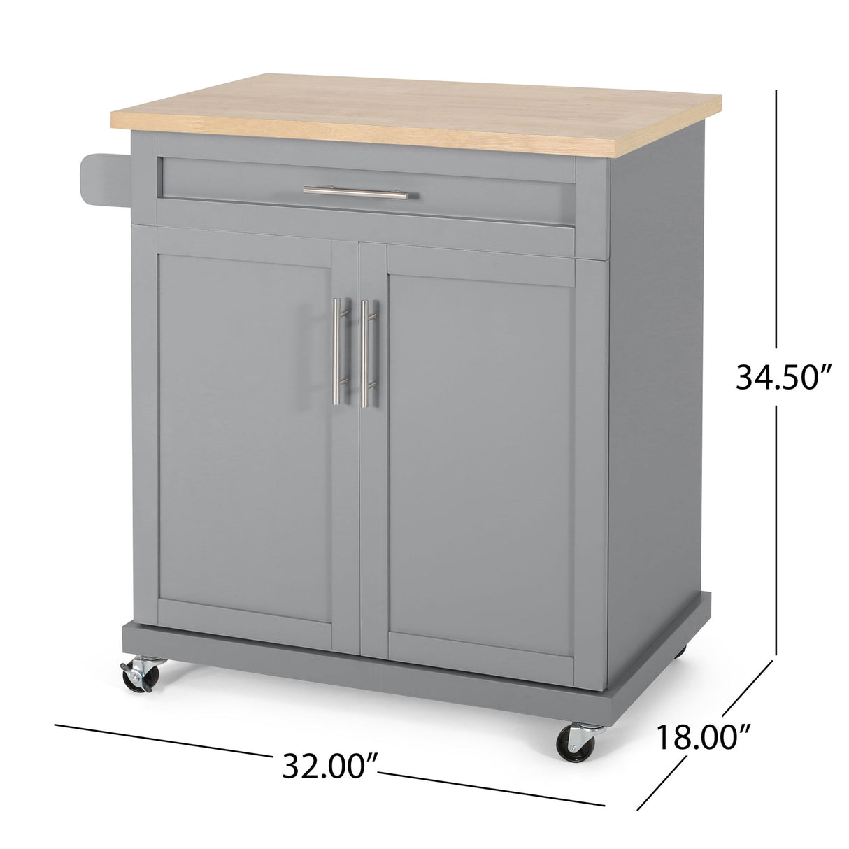Negley - Contemporary Kitchen Cart With Wheels - Gray