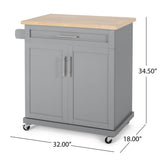 Negley - Contemporary Kitchen Cart With Wheels - Gray