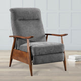 Saugus - Wood Arm Push Back Recliner Modern Fabric With Wood Arms - Charcoal