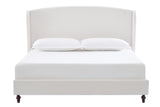 Windsor - King Tall Headboard Upholstered Wingback Bed Premium Minimalist Designs No Box Spring Needed - Textured Ivory