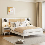 Bed Frame With 2 Nightstands Elegant Design With Lamps