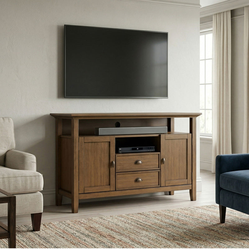 Redmond - Tall TV Media Stand - Rustic Natural Aged Brown