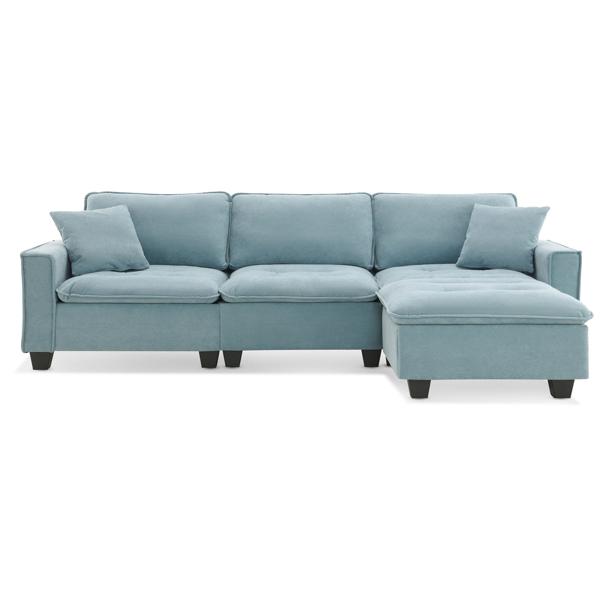 Modern Convertible Sectional L Shaped Reversible Couch Set With Free Pillows 4 Seat Suede Sleeper Sofa With Ottoman