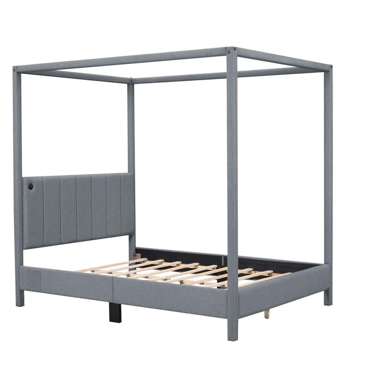 Canopy Platform Bed With USB And Type-C Ports