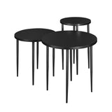 Contemporary Minimalist 3 Piece Nesting Round Coffee Table Set Solid - Black