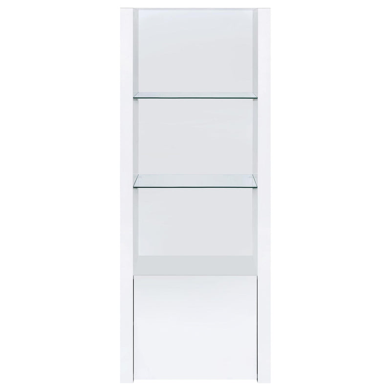 Lance - 3 Shelf Media Tower With Shelves And Hidden Cabinet - Gloss White