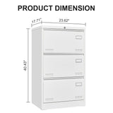 Filing Cabinet Lateral File Cabinet 3 Drawer, Locking Metal File Cabinets Three Drawer, Office Filing Cabinet With Lock Drawers For Home Office
