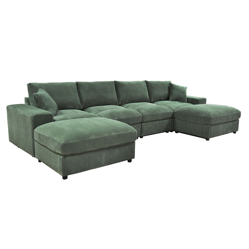 Sectional Sofa With 2 Ottomans And Toss Pillows