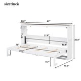 Murphy Bed With LED Light, Foldable Wall Bed Cabinet
