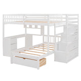 Bunk Bed With Desk, Drawers And Shelves