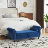 Luxurious Velvet Multifunctional Storage Ottoman Bench With Pillow