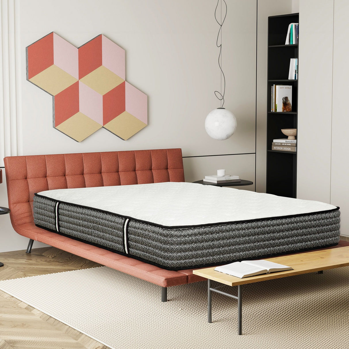 Premium 12" Queen Size Hybrid Mattress In A Box Soft Gel Memory Foam Top With Cooling Technology - Gray / White