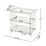 Elegant Acrylic Bar Cart With Tempered Glass Shelves And Rattan Metal Frame - Clear