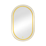 Oval Medicine Cabinet Mirror Bathroom Mirror With Storage Wall Mounted Medicine Mirror Cabinet With LED - Golden