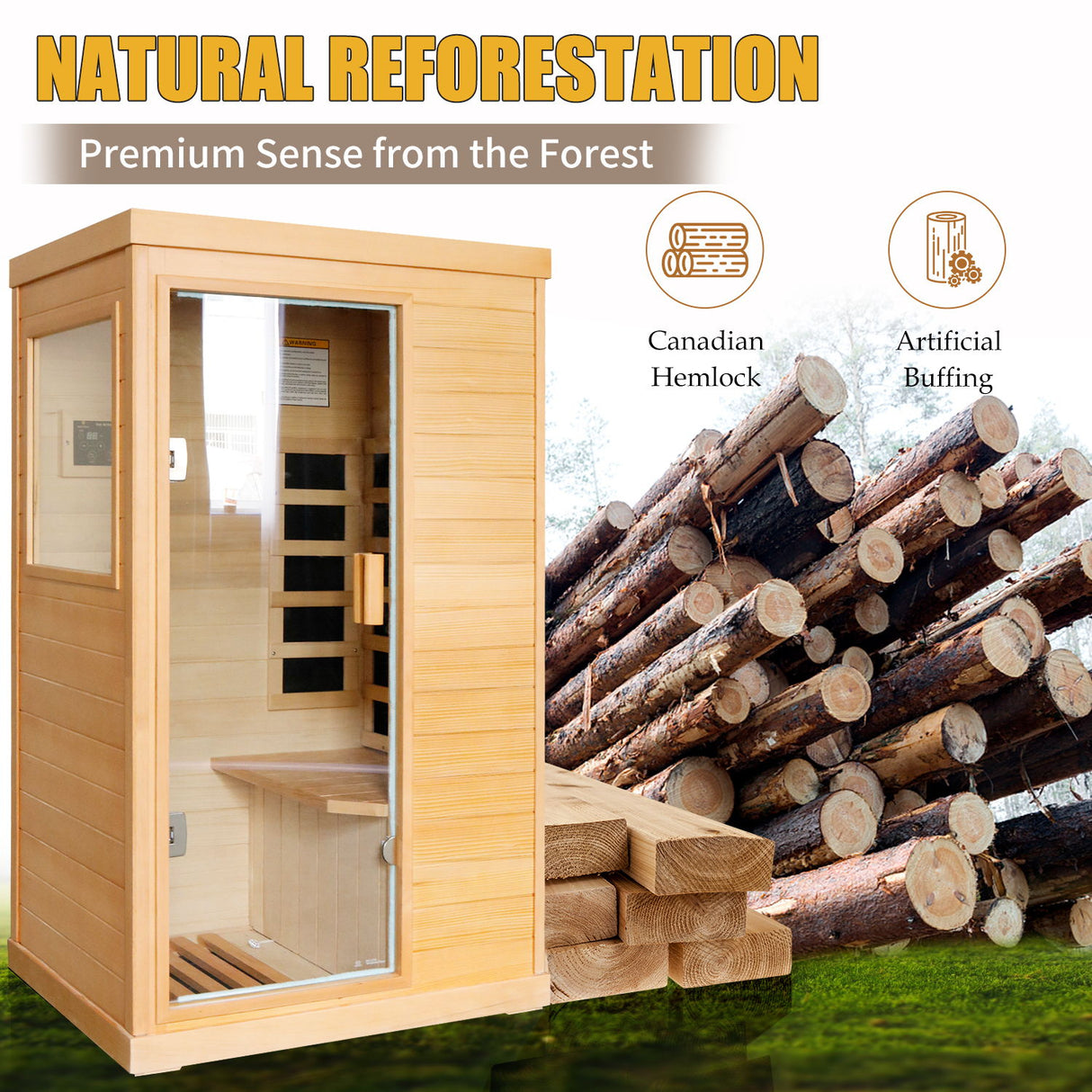 Infrared Sauna Room Single Room - Natural
