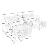 Elegant Sofa Set With Ottoman And Pillows, Textured Chenille, High Resilience Cushions