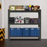 3 Tier Industrial Shelving Rack, Heavy Duty Steel Shelving Unit Adjustable - Black
