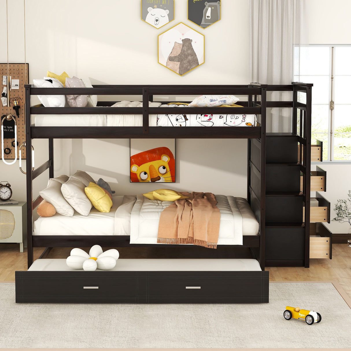Bunk Bed With Twin Size Trundle And Staircase