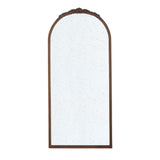 Hand Carved Rose Antique Mirror Frame, Large Arch Mirror Wall Decor For Living Room, Bathroom, Entryway - Brown
