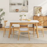 5 Piece Dining Set, Table And 4 Upholstered Chairs - Beige / White / Oak