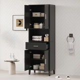 Freestanding Tall Bathroom Cabinet With Soft Close Doors And Adjustable Shelves