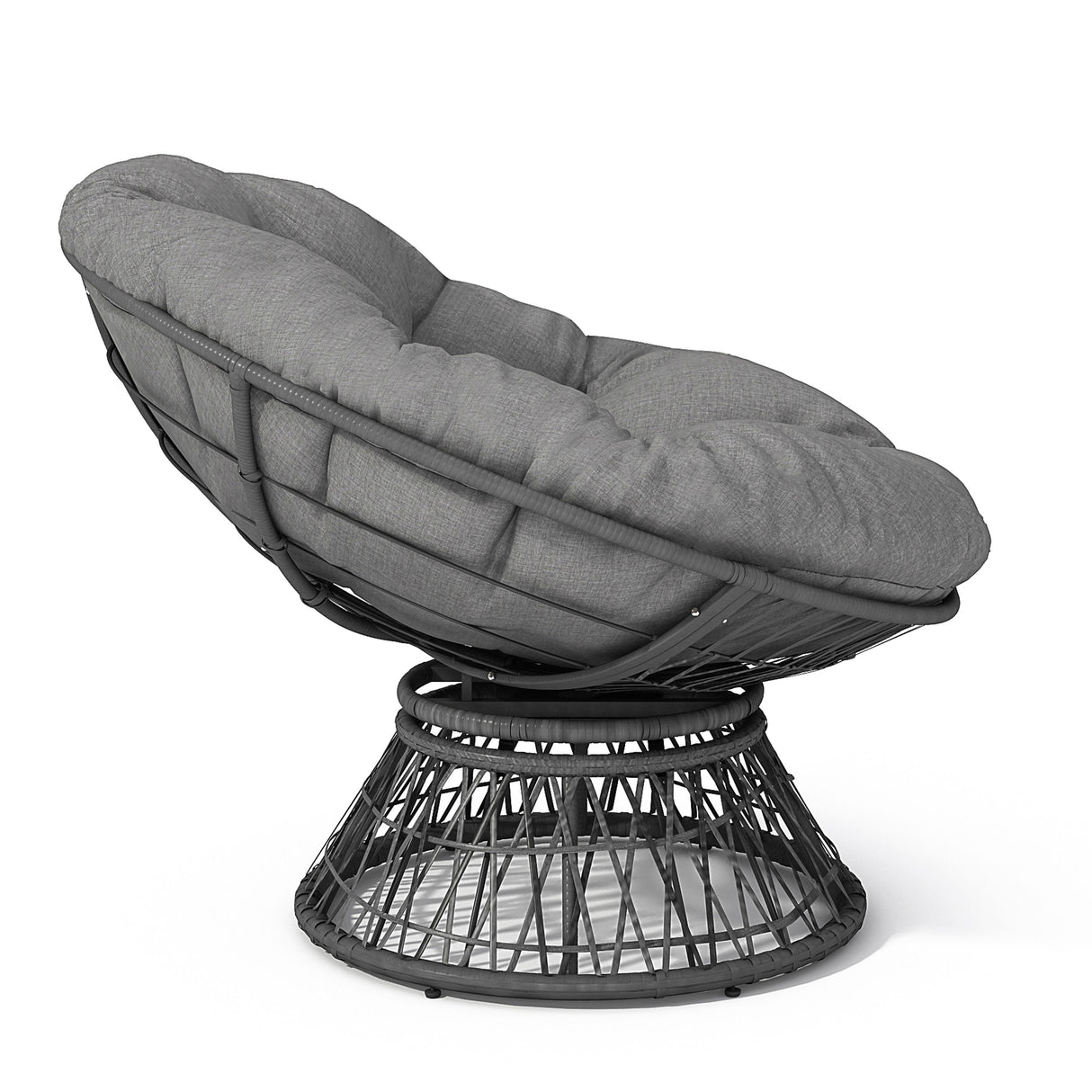 Ergonomic Wicker Chair With Cloud Thick Density Cushion, 3 Proof Cover High Capacity Iron Frame Fluid 360° Swivel