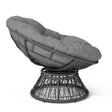 Ergonomic Wicker Chair With Cloud Thick Density Cushion, 3 Proof Cover High Capacity Iron Frame Fluid 360° Swivel