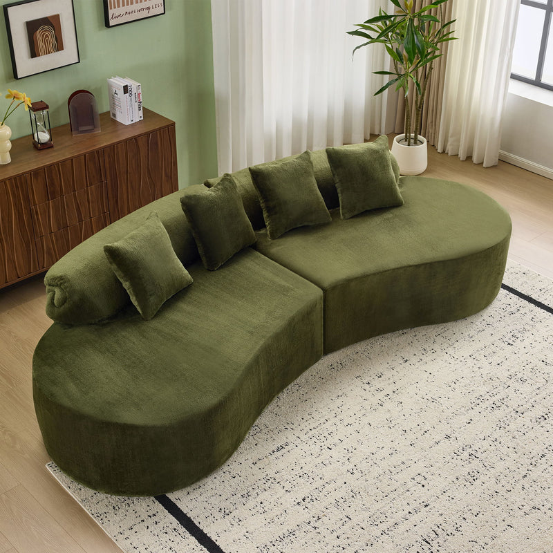 Modern Curved Sofa With Pillows