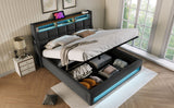 Upholstered Platform Bed With A Hydraulic Storage System, LED And USB Charging (Without Mattress)