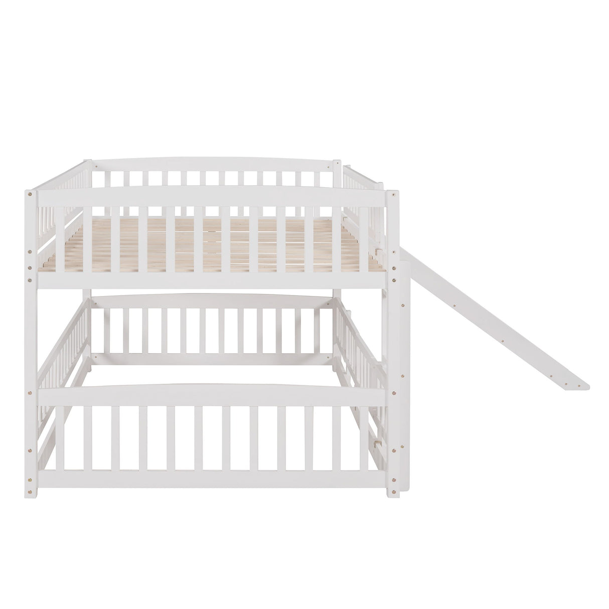 Low Bunk Bed With Slide, Fence And Ladder