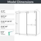Frameless Single Sliding Shower Door With Clear Tempered Glass