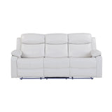 Blanche - Reclining Sofa With LED Lights Frame, Pillow Top Arms - White