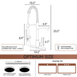 Kitchen Sink Faucet With LED Pull Down Sprayer, Single Handle High Arc Faucet, Dual Spouts, Deck Mount - Matte Black