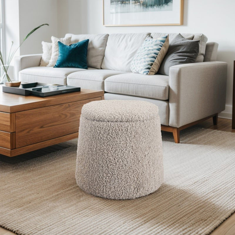 Elegant Round Storage Ottoman Upholstered