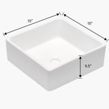 Elegant European Style Ceramic Square Vessel Bathroom Sink - White