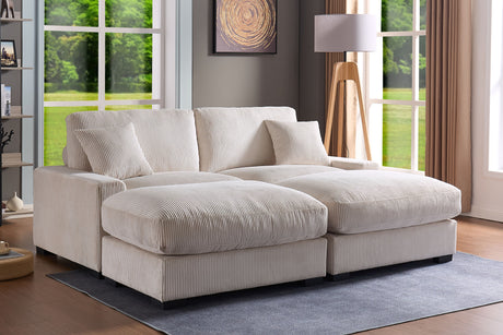 4 Seater Oversized Sectional Sofa With 2 Ottoman And 2 Pillows