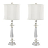 Karat - Contemporary Crystal Table Lamp (Set of 2) - Clear Crystal / Chrome / White Softback