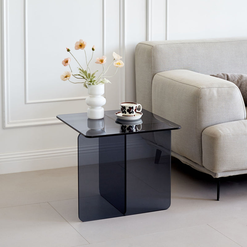 Modern Transparent Tempered Glass Sidetable