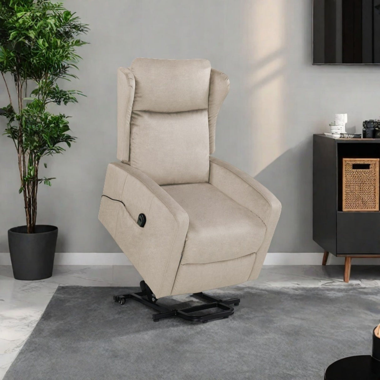 Power Lift Recliner Chair, Adjustable Modern Lift Chair, Lift Recliner Sofa For Back, Lumbar, Legs Support, Classic Power Recliner Chair With Remote Control, Side Pocket - Light Gray