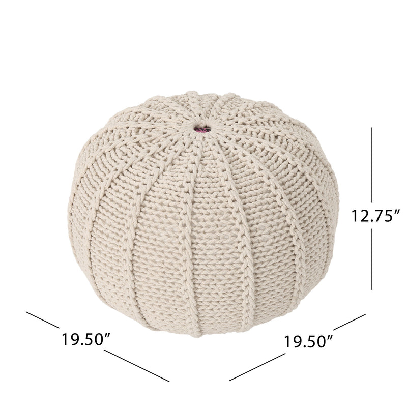 Bordeaux - Knitted Round Pouf Ottoman And Floor Cushion