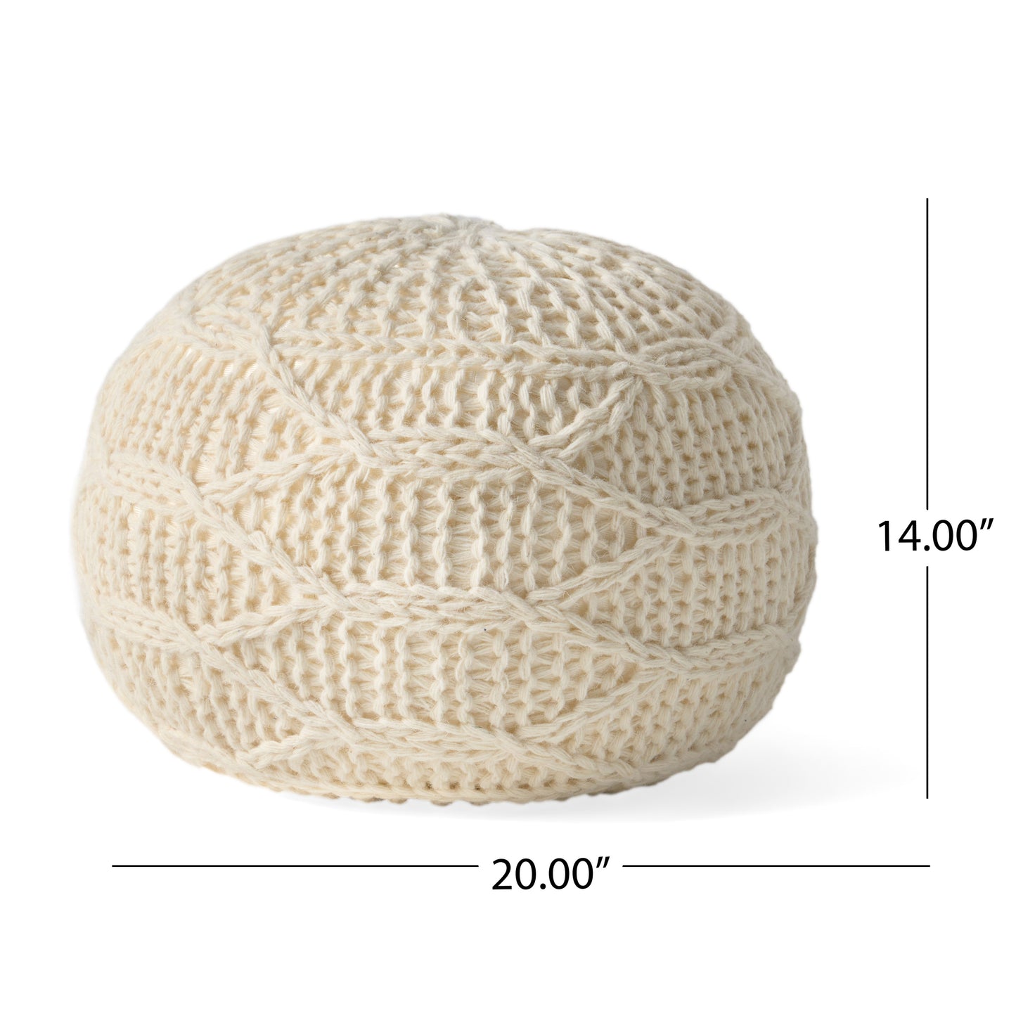 Malibu Knitted Wool 20 x 20 Round Pouf