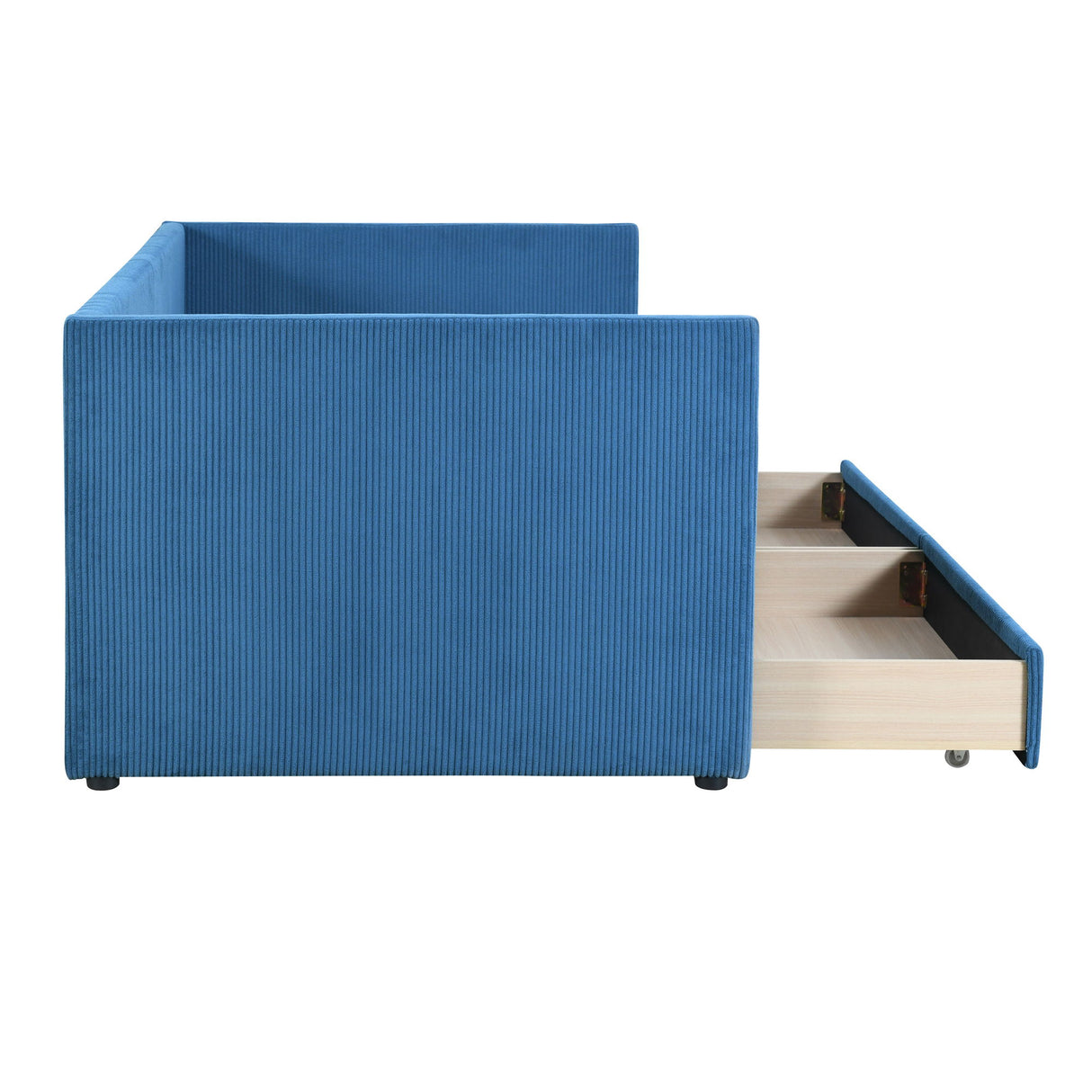 Corduroy Daybed With Two Drawers And Wood Slat