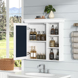 Bathroom Medicine Cabinet With Mirror, Wall Mounted Mirror Cabinet & Storage Organizer, Over The Toilet Storage White Storage Cabinet For Bathroom - White